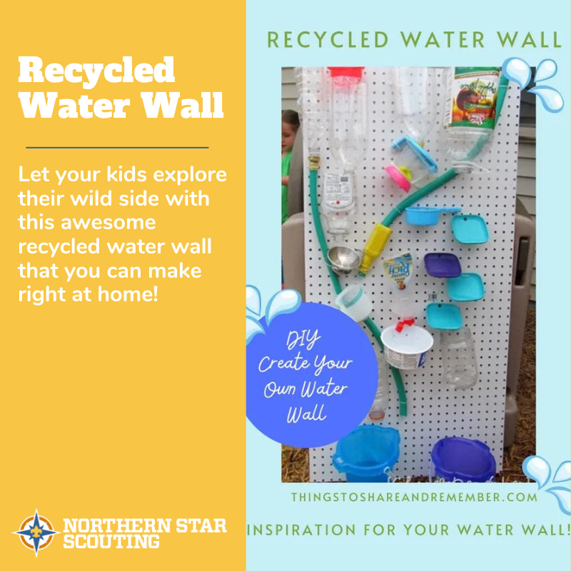 NorthernStarBSA's tweet image. Who says fun needs to be expensive? Let your kids explore their wild side with this awesome recycled water wall that you can make right at home! Show us your creativity and tag us to be featured! thingstoshareandremember.com/our-water-wall/ #DIYWaterWall #BackyardFun #KidsPlay #RecycledFun
