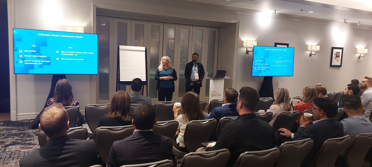 everstageinc's tweet image. Exciting start at @WorldatWork #SalesComp23!  

We&apos;ve just wrapped up &apos;The Ultimate Commission Philosophy Debate - Bookings or Collections?&apos;. @siva_rajamani, our CEO, and @Cohesity&apos;s Jacque shared insights on the pros &amp;amp; cons of both approaches to an enthusiastic sales comp crowd.