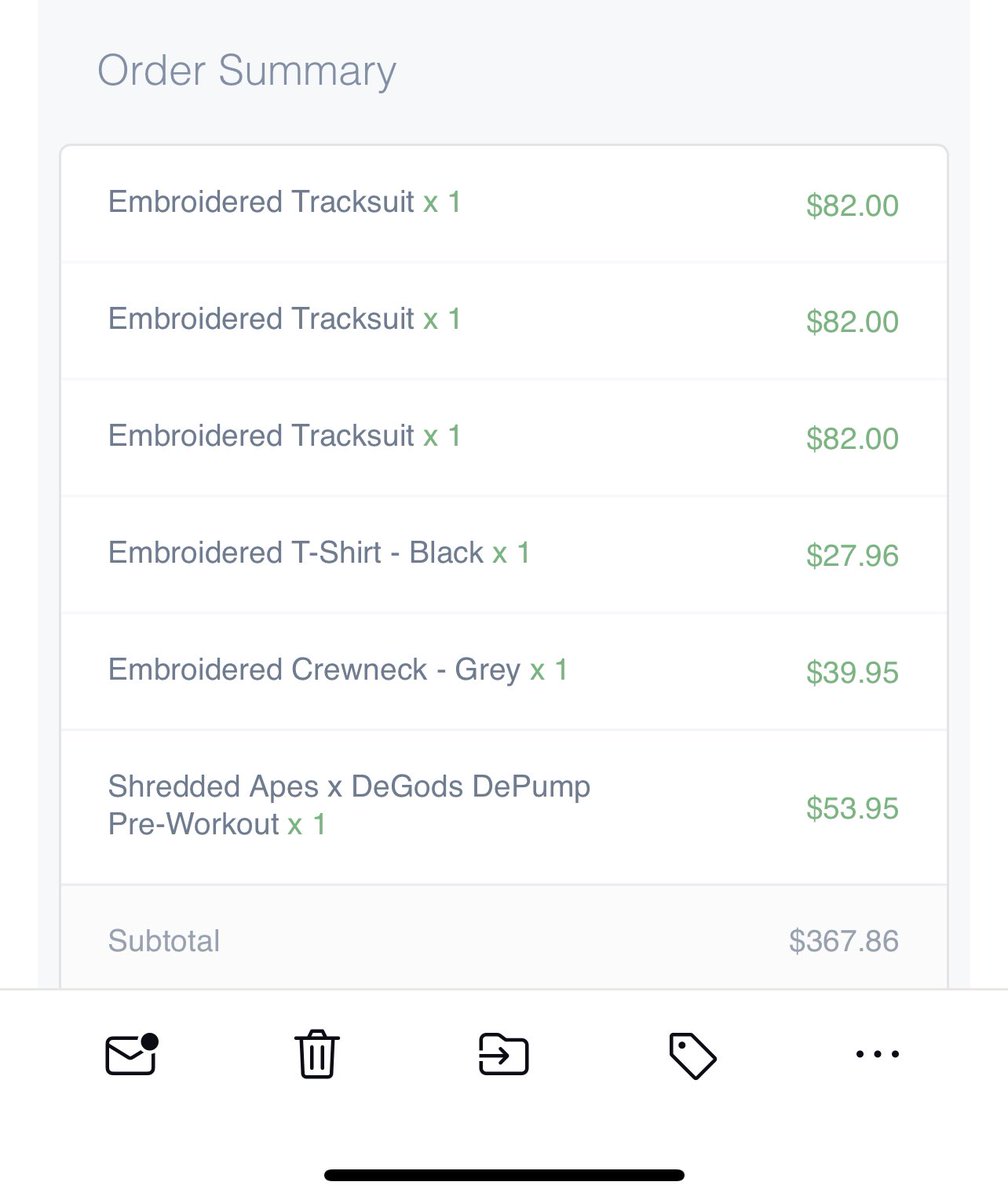 Got some nice <a href="/ShreddedApes/">Shredded Apes</a> merch on the way. Got an extra 40% off after the subtotal just for being a holder. This is the $WHEY

Health is wealth!