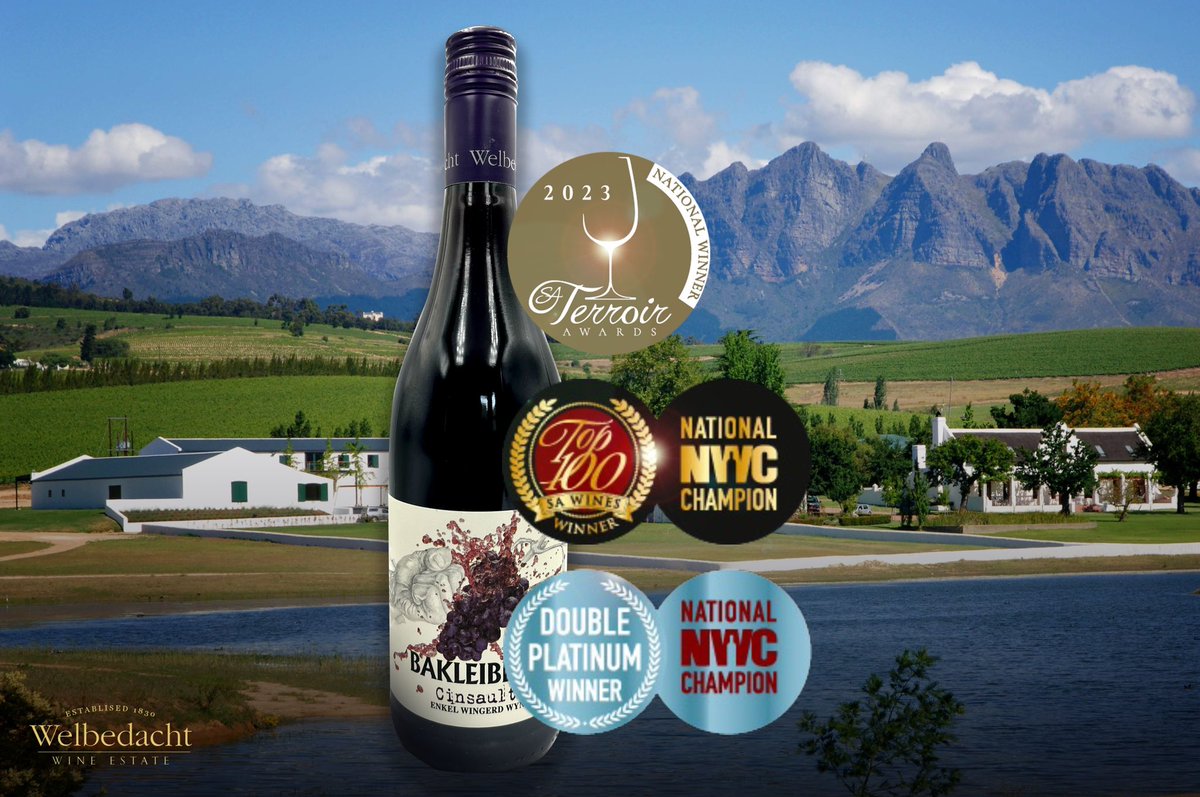 Bakleiblok cinsault added a few awards to its label - 2023 national terroir awards, top 100 sa wines winner &amp; double platinum winner at the national NWC champion awards.