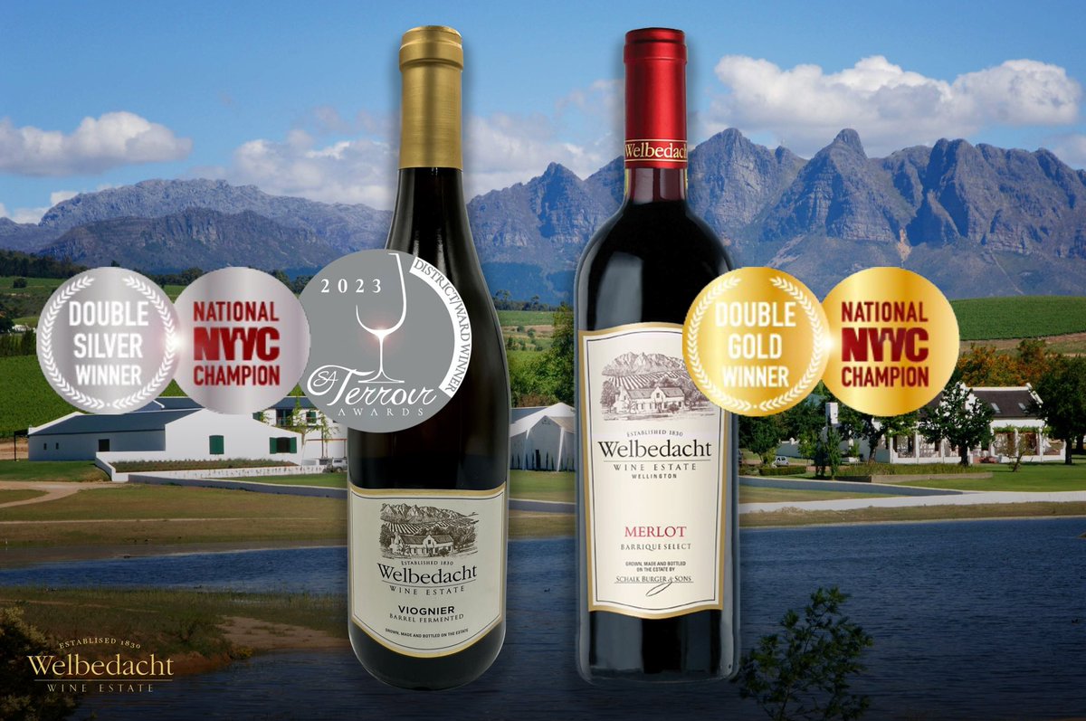 Welbedacht Viognier won district terroir awards 2023 + NWC double silver 2023. Welbedacht merlot won NWC double gold 2023 winner.