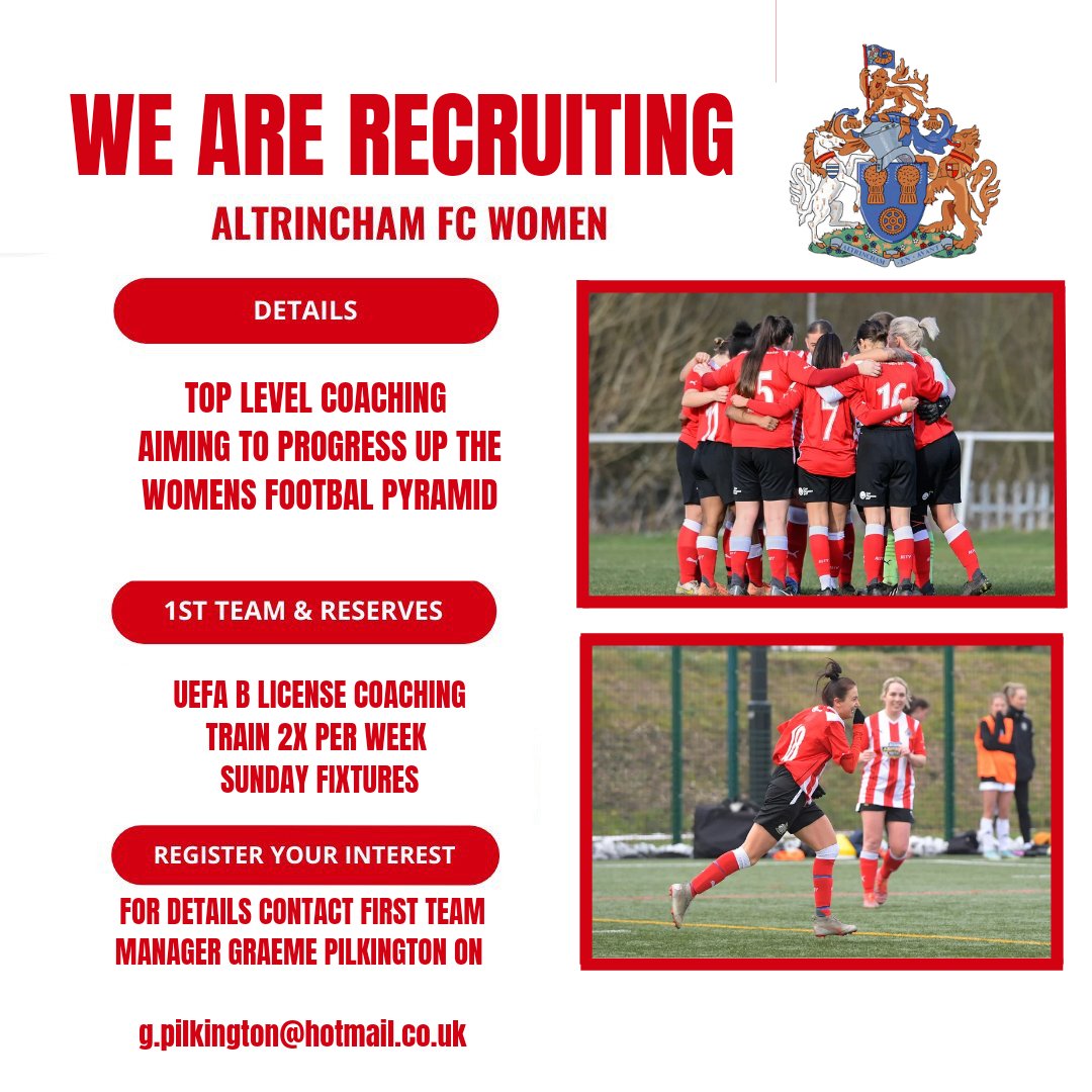 WE ARE RECRUITING 🚨

We are recruiting players for our upcoming  seasons !! 

If you would like more details, please contact first team manager Graeme Pilkington via the email address:

g.pilkington@hotmail.co.uk

#UTR