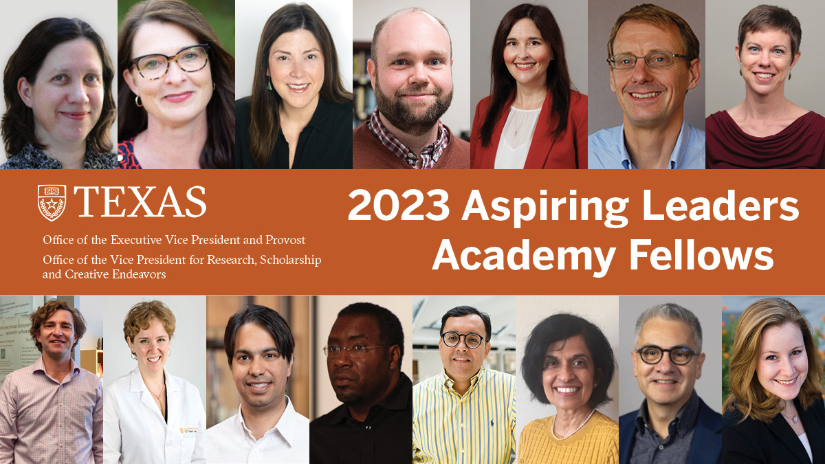 UT Austin - Provost’s Office (@utaustinprovost) on Twitter photo We would also like to congratulate the inaugural Aspiring Leaders Academy fellows in partnership with <a href="/UTexasResearch/">UT Austin Research</a> to help tenured faculty interested in leadership positions.
Learn more here: bit.ly/3E1q07L We would also like to congratulate the inaugural Aspiring Leaders Academy fellows in partnership with <a href="/UTexasResearch/">UT Austin Research</a> to help tenured faculty interested in leadership positions.
Learn more here: bit.ly/3E1q07L