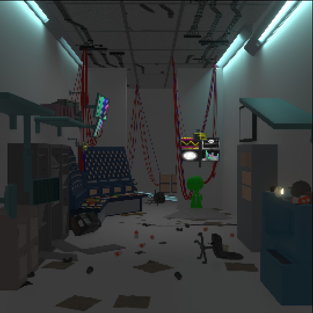 Kami__OmO's tweet image. Quick progression shots towards an animation I&apos;ve been working on in Collab with @catbug_sama (ﾉ◕ヮ◕)ﾉ*:･ﾟ✧
can&apos;t wait to share! This is the BG for scene 01 and &quot;THE Well &quot; so far  #b3d #Blender #lowpoly #Robotine