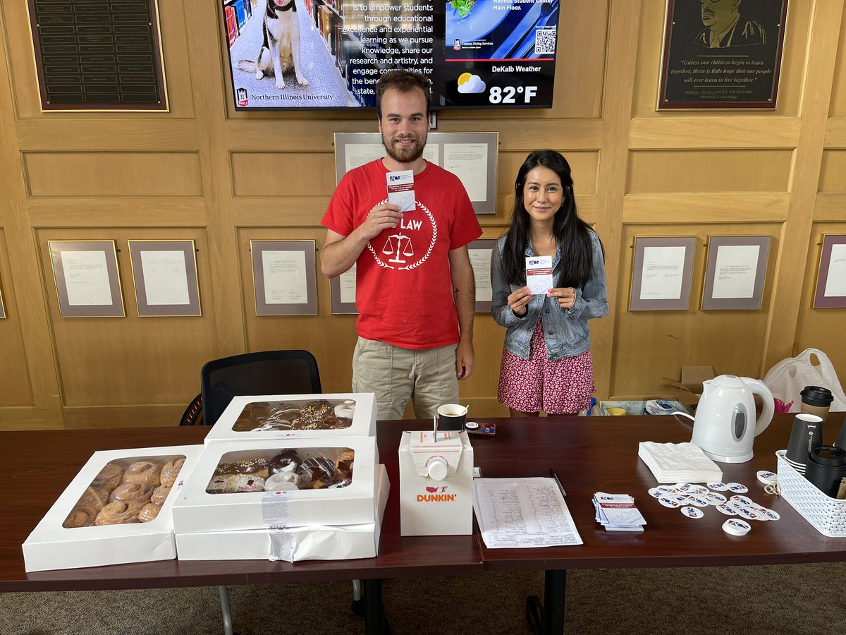 The American Constitution Society welcomed everyone back today with donuts and coffee. Special thanks to ACS Vice President Preston Pagel (2L) and Secretary Yulissa Jimenez (3L). We’re looking forward to an amazing school year! #niulaw #niulawhasitall #niulawis4you #niulawproud