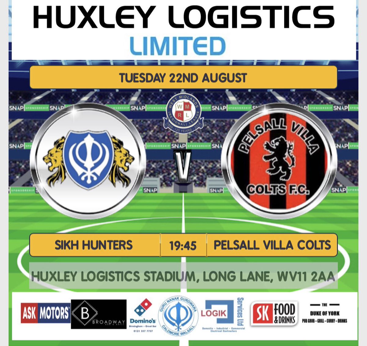 ⚽️⚽️NEXT UP⚽️⚽️ Tomorrow Hunters take on the tenants @FcPelsall under the lights at the Huxley Logistics Stadium. 🏟️Long Lane, WV11 2AA 📅22/08/23 ⏲️7.45PM