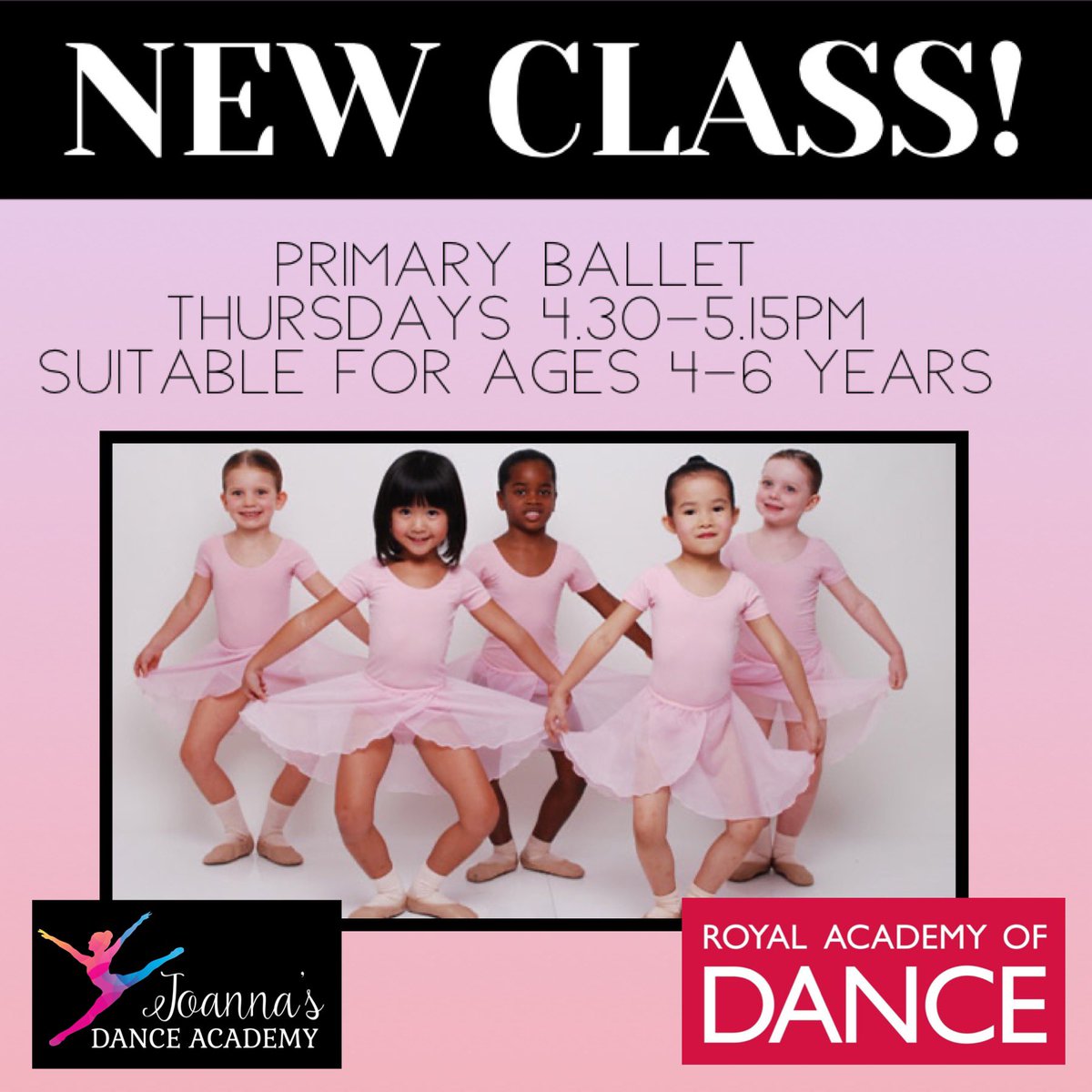 NEW CLASS ALERT
Primary ballet for ages 4-6 years 🩰 
📍 Wharf Road, Burton
🩷 Thursdays 4.30-5.15pm