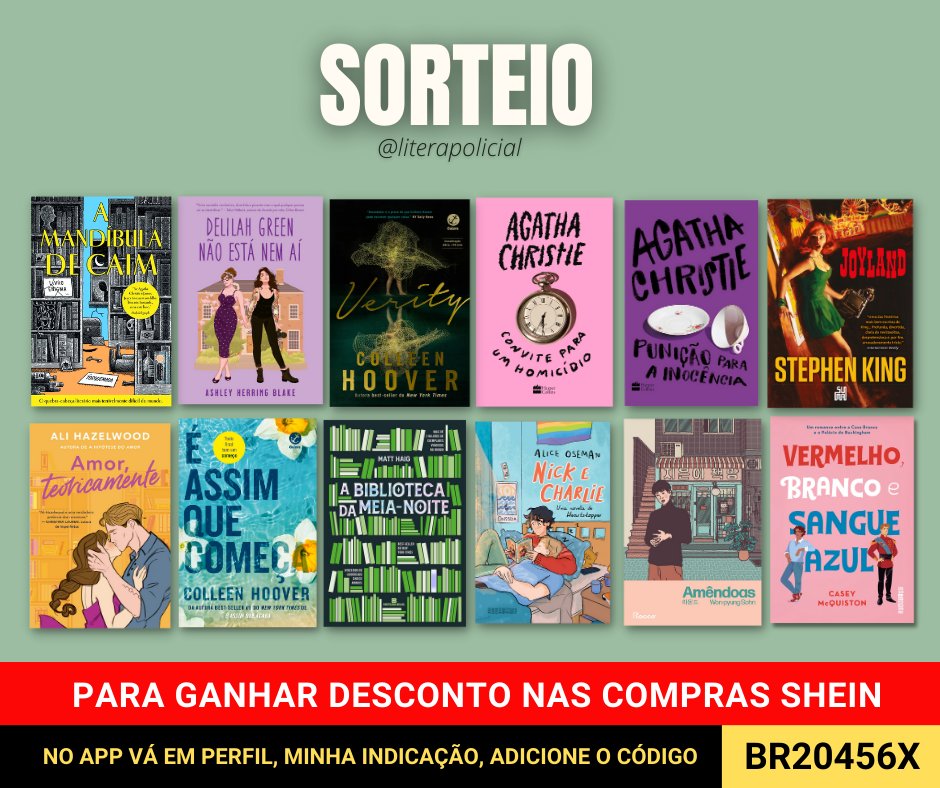 literapolicial's tweet image. SORTEIO - Valendo um dos livros da promo! 

➡ REGRAS
• Seguir @literapolicial
• Curtir e RT nesse tweet 
⚠ RT NO TWEET FIXADO
⚠ Comentar o livro que quer ganhar

✅ Resultado: 27/08
🛍️ Para ganhar R$10 de desconto na Shein use o código BR20456X