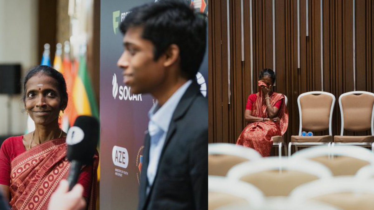 AskAnshul's tweet photo. 18-year-old Indian grandmaster Praggnanandhaa defeated the world number 3 Fabiano Caruana.

He is now in the final of the FIDE World Cup.

The smile of a mother says it all. https://t.co/7wlCrREtIx