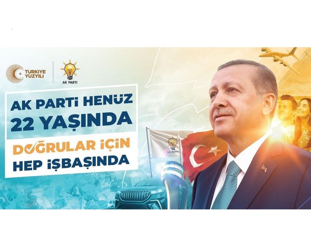 Ak parti 22 yaşında
22 yılda yaptıkları
Çalışmalardan dolayı
Reis'e çok müteşekkiriz
Allah uzun ömürler 
🤲versin🤲 inşallah
