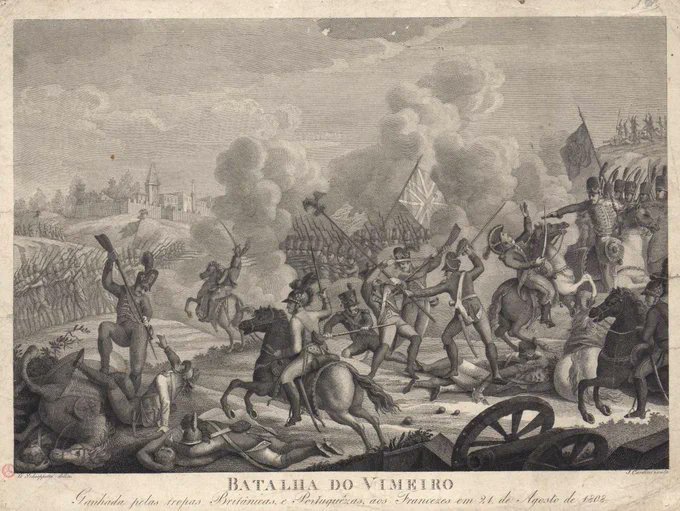1792_1815's tweet photo. 21 août 1808 Bataille de #Vimeiro entre le général #Junot et le général anglais #Wellington. Cette défaite française va conduire à la convention de #Sintra permettant l’évacuation de l’armée de Junot et la fin à la première invasion du #Portugal. https://t.co/tZmZh6wvlv