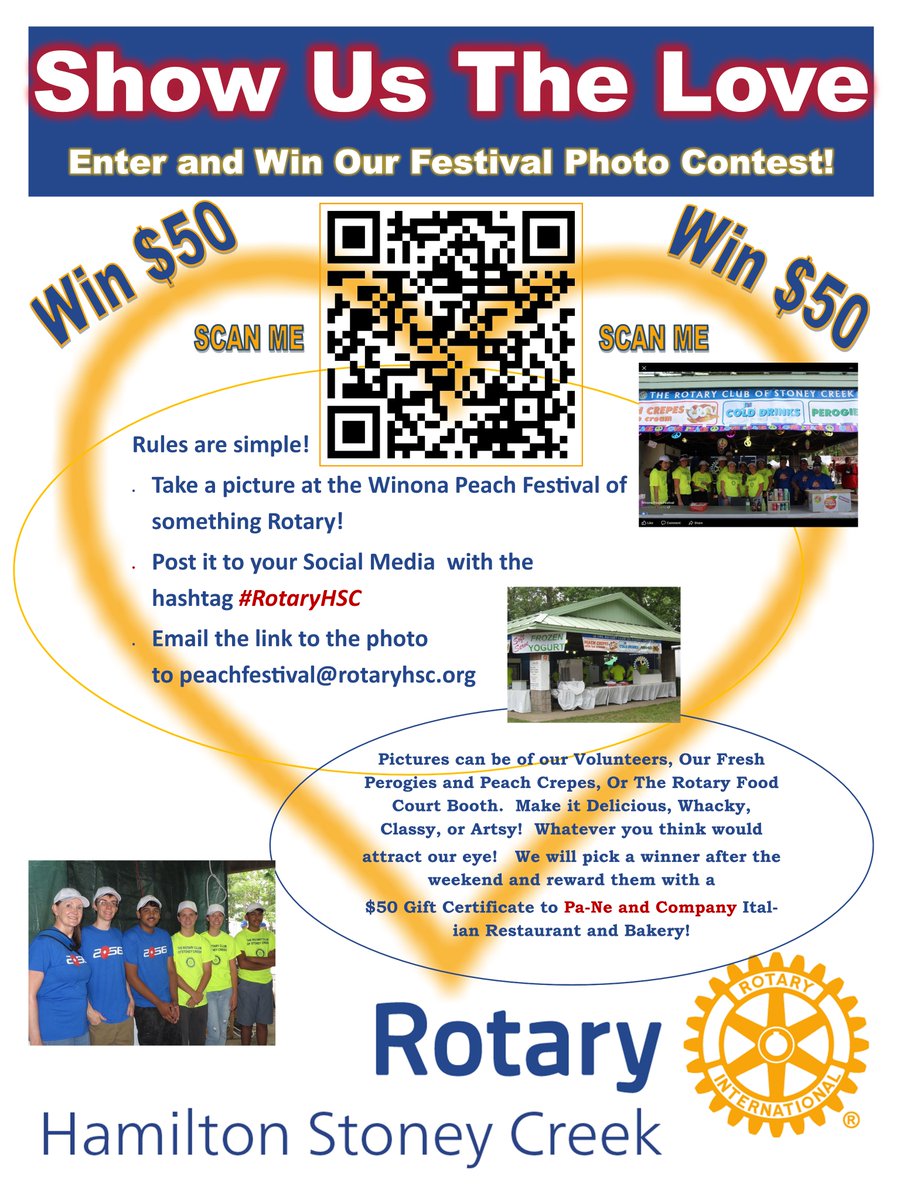 Snap and Win!  Post a Photo from the #WinonaPeachFestival with hash tag #RotaryHSC and enter to win a $50 gift card from <a href="/Paneandco/">Pane & Co.</a> <a href="/RotaryHSC/">RotaryHSC</a> @TagtheSpirit