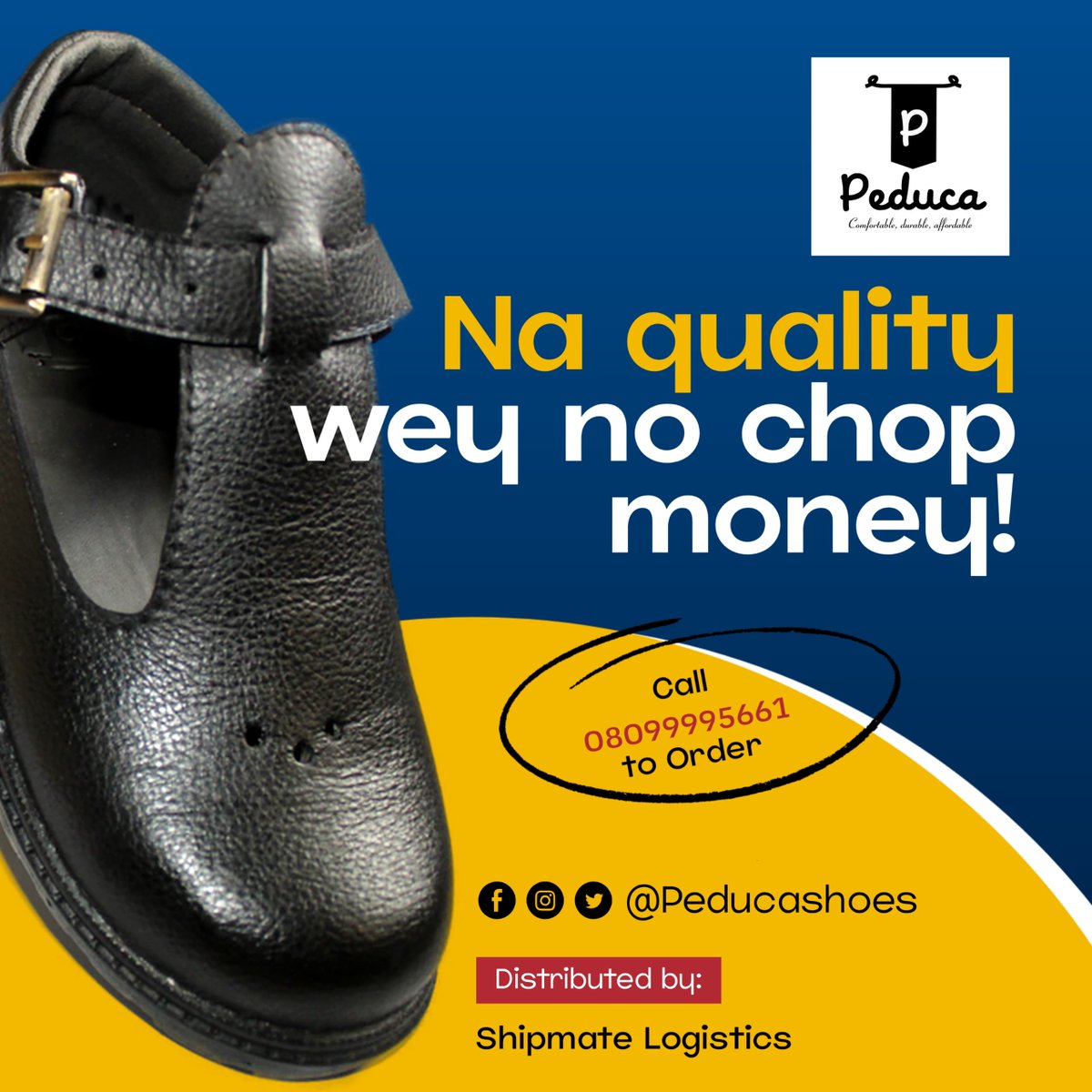 HauwaWhobedat's tweet photo. Welcome new the FCT Minister and welcome #Peduca Shoes, a brand that offers long-lasting #school shoes, all priced affordably at N5,500. To make a purchase, you can call them on 08099995661. Stay updated by following @PeducaShoes
#Abuja #AbujaFCT #AbujaTwitterCommunity https://t.co/8pILm8T5Lw
