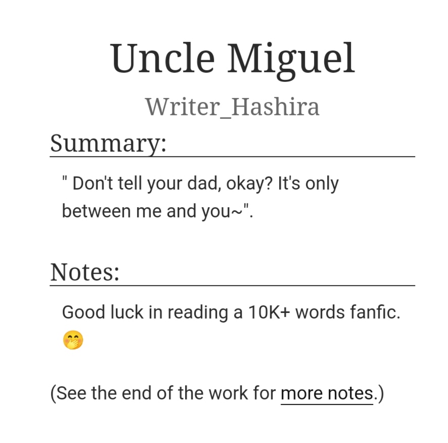 Writer_Hashira9's tweet photo. Uncle Miguel by Writer_Hashira - Spider-Man: Spider-Verse (Sony Animated Movies) https://t.co/Ep6jkX47l2 via @ao3org https://t.co/to252X6uzV