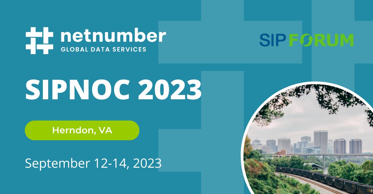 NetNumber's tweet image. 🗓️ Join us at @SIPForum 2023 on Sept 12-14! Our team, Steve Legge, Catalin Badea, Tina Donaldson, &amp;amp; John Coleman will be there to share best practices and strategize for success. See you there!

Schedule a meeting with our team: go.netnumber.com/meet-our-team-…

#SIPNOC2023 #telecomevent