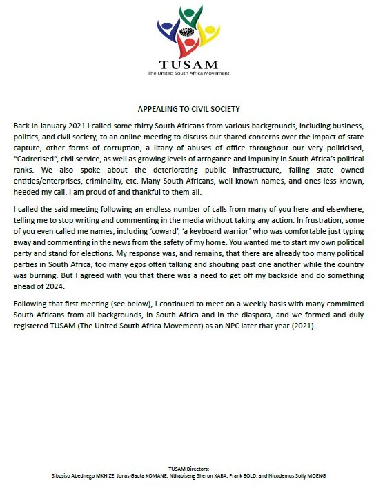 The United South Africa Movement - TUSAM tweet media