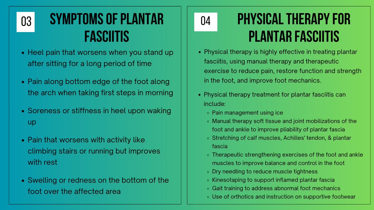 #Physicaltherapy is highly effective in relieving #plantarfasciitispain & restoring foot mobility.

90% of those w/ #plantarfasciitis recover w/ PT treatment.

#footpain #heelpain #plantarfascia #plantarfasciitisrelief #plantarfasciitistreatment #plantarfasciitisrehab