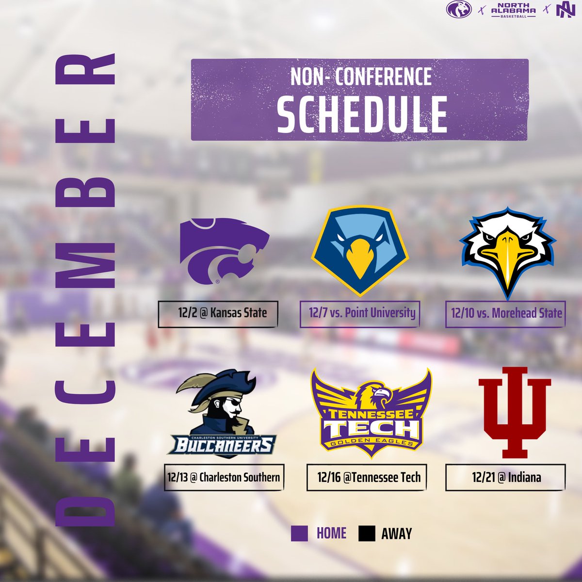 UNA_Basketball's tweet photo. 🚨ICYMI🚨

Our 2023/24 Non-Conference Slate has been released❕

1️⃣4️⃣ Games 🏀

8️⃣ on the Road 🚗✈️

6️⃣ at Home in The Bank 🏦 

4️⃣ vs. P5 Opponents 🦾

#RaiseTheRoar🦁🔥 https://t.co/vVbWVTpHJ4
