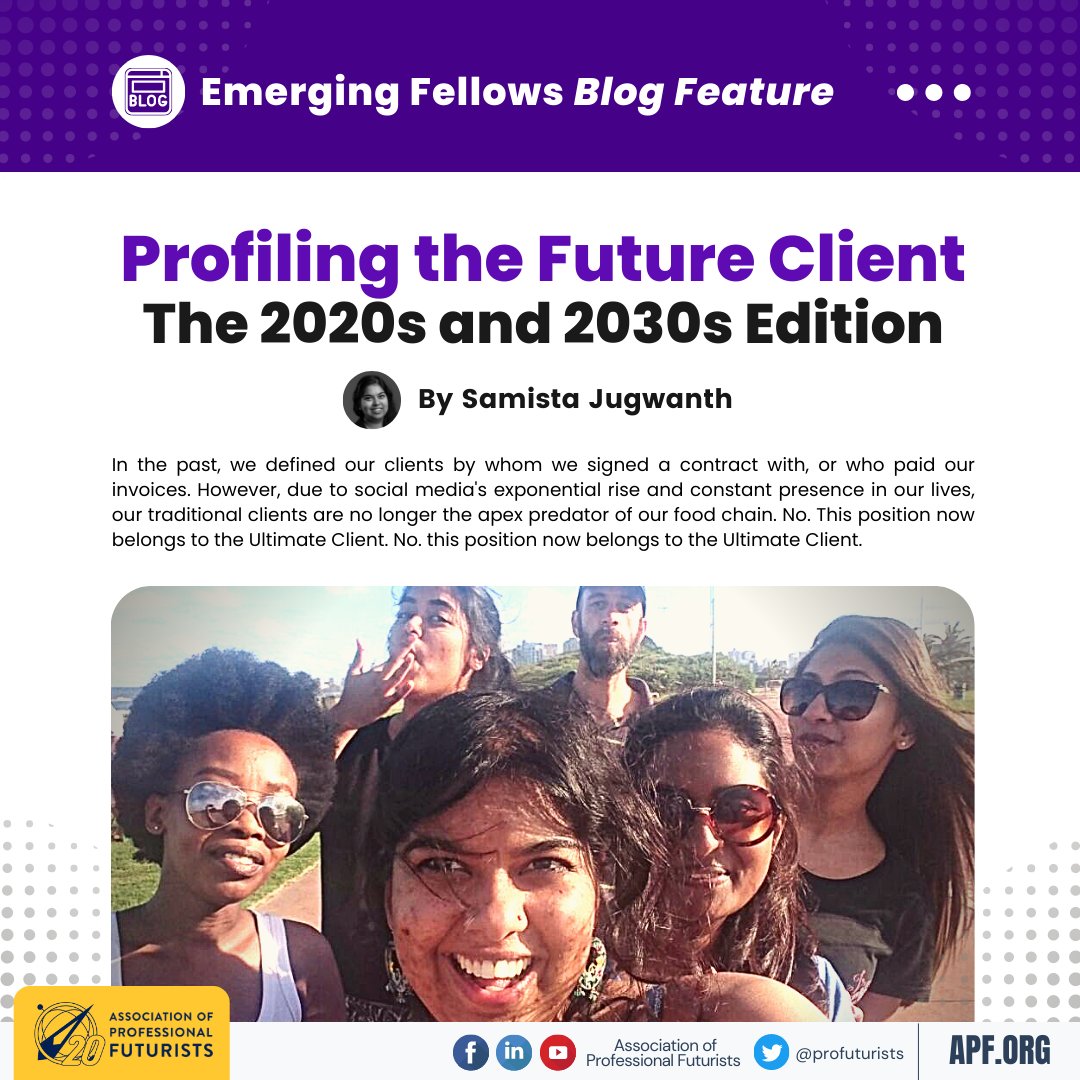 𝗕𝗟𝗢𝗚 𝗔𝗟𝗘𝗥𝗧: 𝗘𝗠𝗘𝗥𝗚𝗜𝗡𝗚 𝗙𝗘𝗟𝗟𝗢𝗪 𝗙𝗘𝗔𝗧𝗨𝗥𝗘

Learn more about this in APF Emerging Fellow Samista Jugwanth's blog post here:

🔗apf.org/post/profiling…

#APF
#emergingfellow
#futuresthinking
#foresight
#futurists
#futures
#blog
