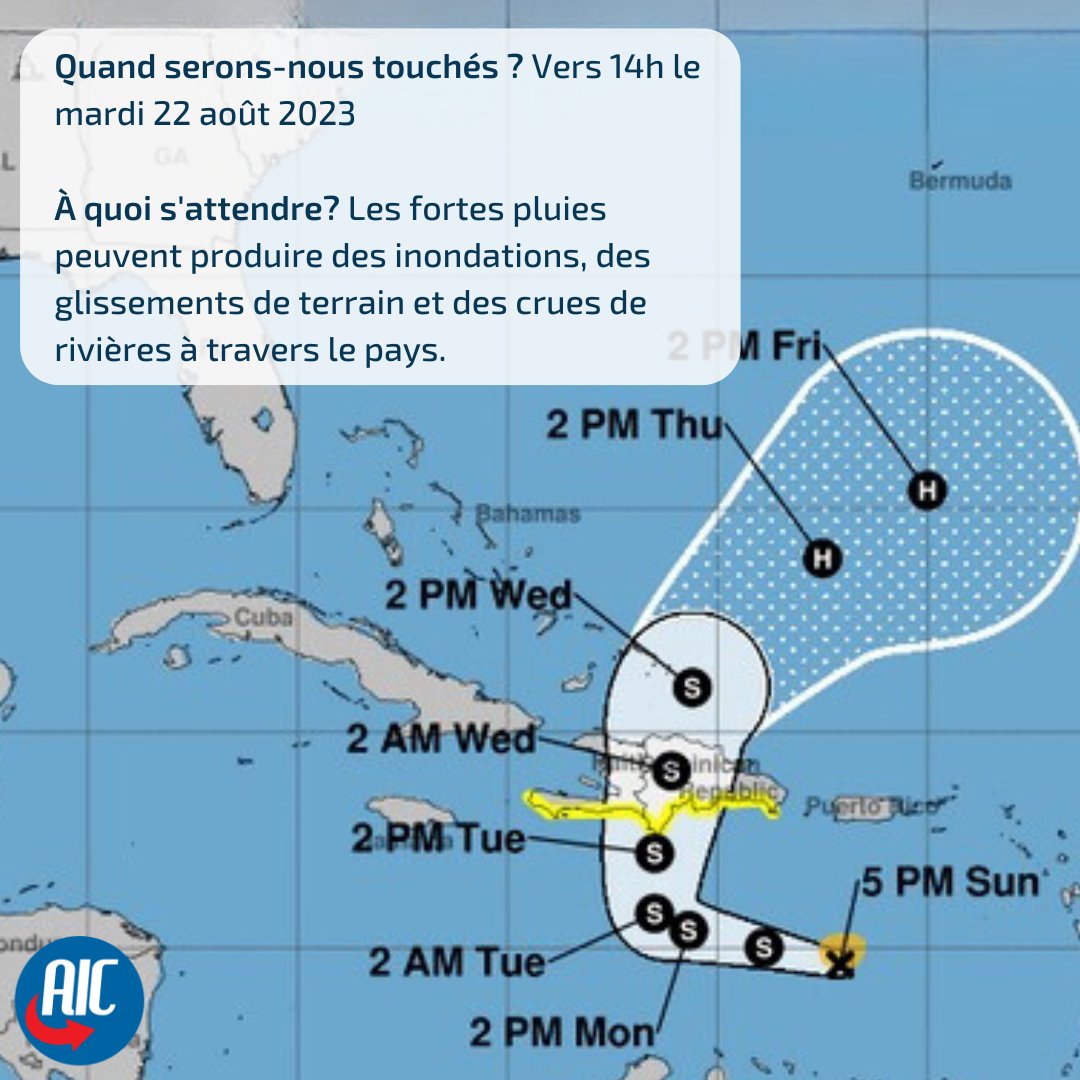 Préparez-vous Haiti! 🌧⛈ : Avec une tempête tropicale à l'horizon, préparez vos proches et prenez des mesures pour votre domicile en renforçant les structures fragiles, en faisant des réserves essentielles et en élaborant un plan d'urgence #TempêteTropicaleFranklin