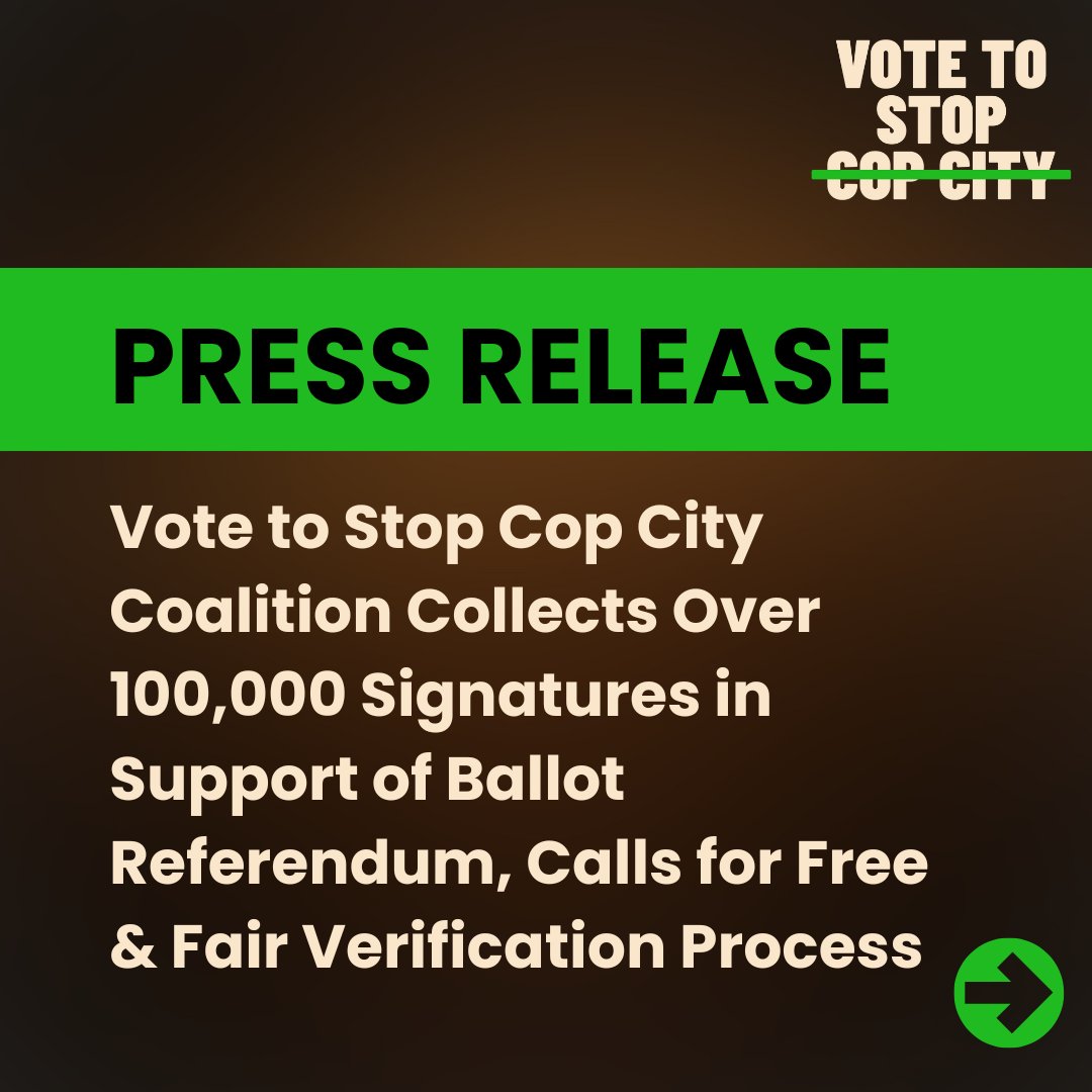 CopCityVote's tweet photo. UPDATE: We are calling on the city to share plans for verification &amp; be transparent in the preparation. We're proud to have gathered over 100,000 signatures, &amp; our work continues!
Call on the city to implement a fair verification process: 404-660-6030. The people must be heard. https://t.co/y4ECJgh9pI
