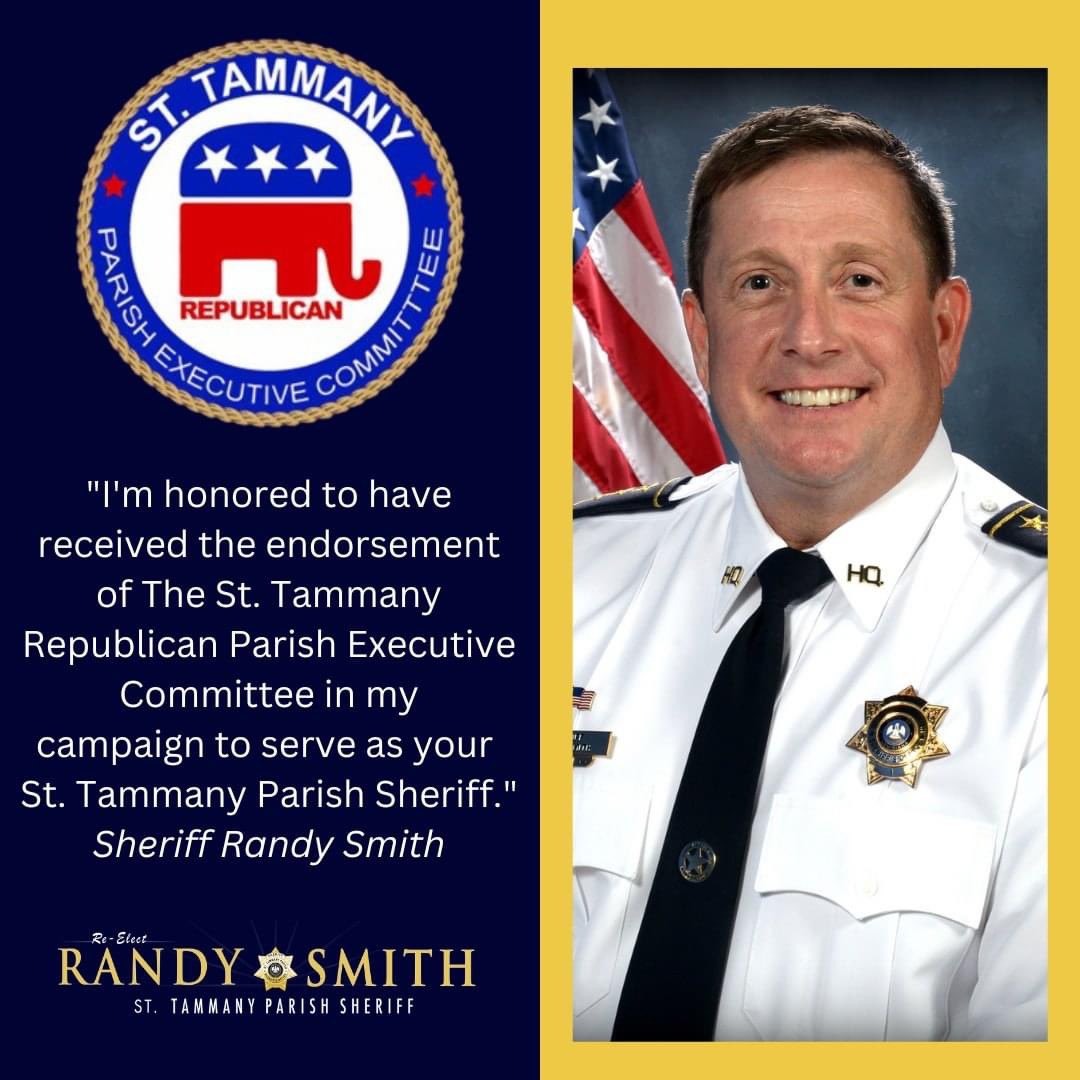 STPSRandySmith's tweet photo. St. Tammany Republican Parish Executive Committee, thank you for your endorsement and support! #sttammanyparish #RPEC #Republican https://t.co/Lp5QWackrY
