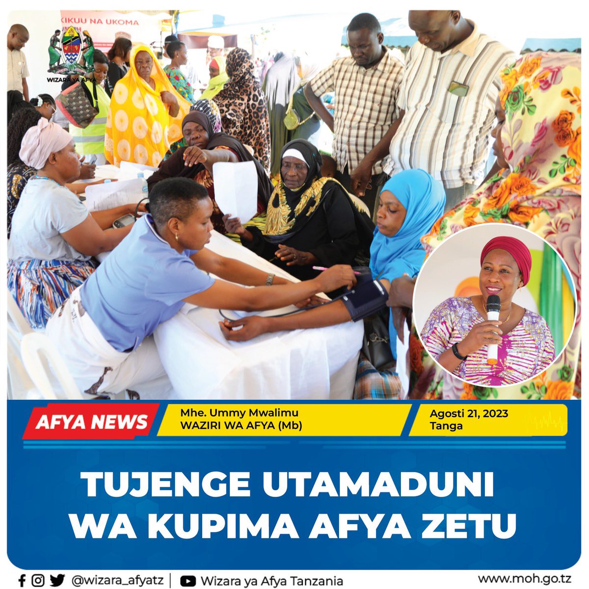 WATANZANIA TUJENGE UTAMADUNI WA KUPIMA AFYA ZETU: MHE. UMMY MWALIMU
 
Na Englibert Kayombo – WAF Tanga
 
Wito umetolewa kwa watanzania kujenga utamaduni wa kupima afya zao mara kwa mara ili kutambua hali zao kiafya mapema na kuepukana na maradhi ambayo yanaweza kugharimu fedha…