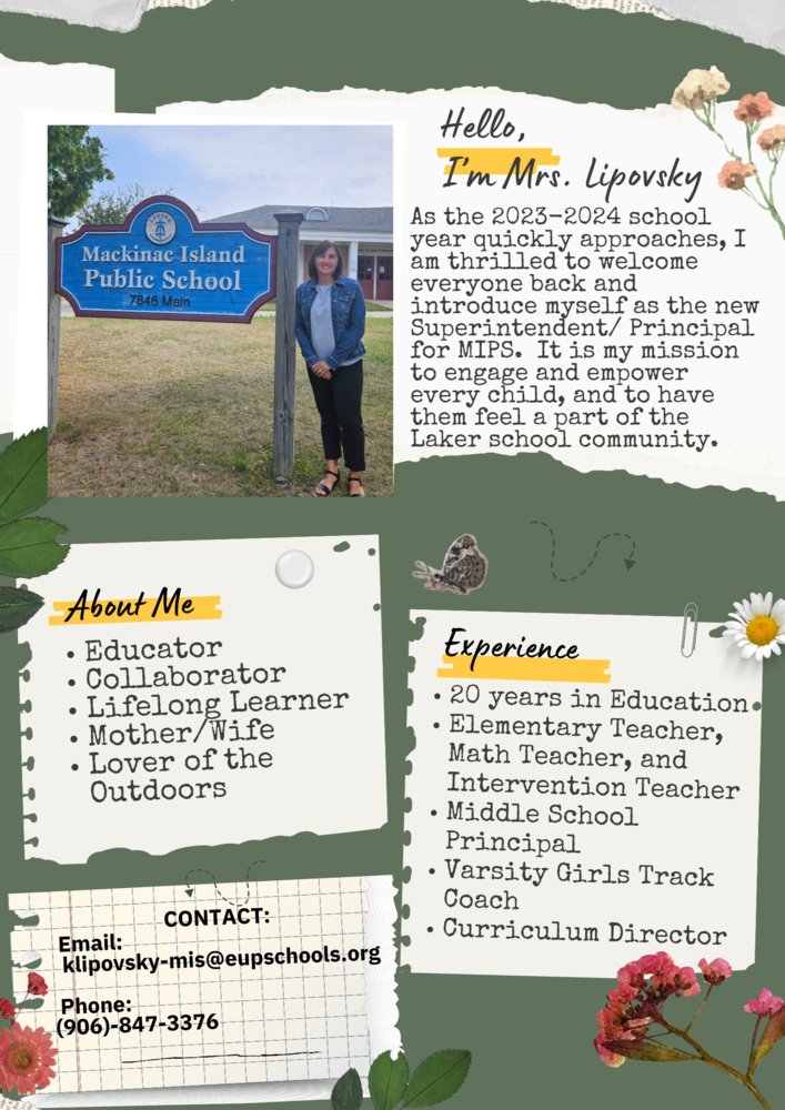 MackinacSchool's tweet photo. Meet the Superintendent, Mrs. Lipovsky https://t.co/axsQgLLXzr https://t.co/xDG86u7gtq