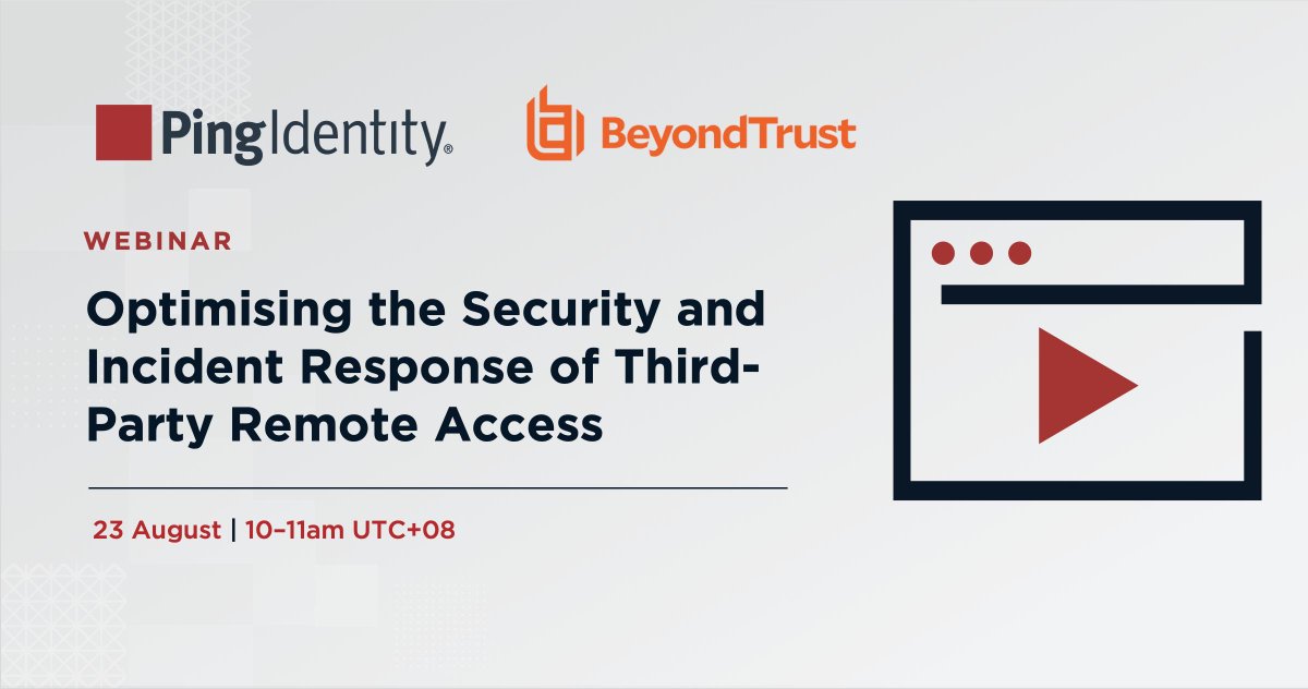 Step up your security! Excited to share this upcoming webinar with #pingpartner BeyondTrust. Join to learn how to protect against threats, strengthen response, and secure third-party access. Learn more here! ow.ly/v41O104R9zL #PingIdentity