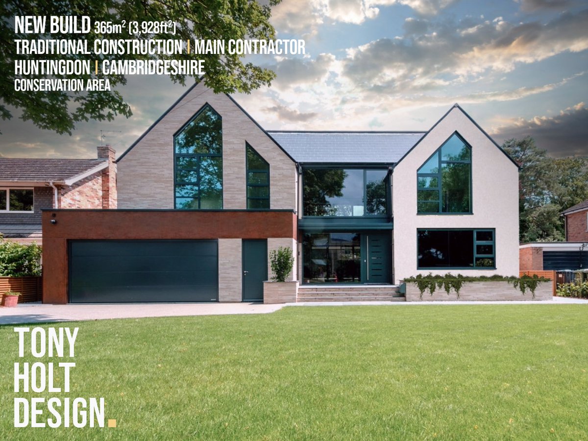 One of our completed projects, delivering a modern family home in a conservation area. The new design, replacing a developer built 1970's house, was deemed to provide a contrasting style and positive contribution complimenting existing historic assets.