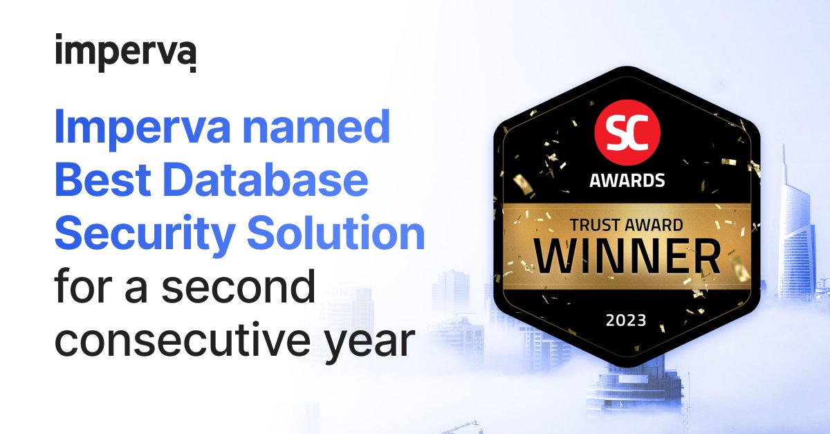 Pam Murphy (@pammurphyintech) on Twitter photo .<a href="/Imperva/">Imperva, a Thales company</a>, for a second year, has won the SC Media Award in Trust for Best Database Security Solution! This tremendous honor recognizes our continued innovation in the data security market and the value we deliver to our customers. bit.ly/3E7h0Oc .<a href="/Imperva/">Imperva, a Thales company</a>, for a second year, has won the SC Media Award in Trust for Best Database Security Solution! This tremendous honor recognizes our continued innovation in the data security market and the value we deliver to our customers. bit.ly/3E7h0Oc