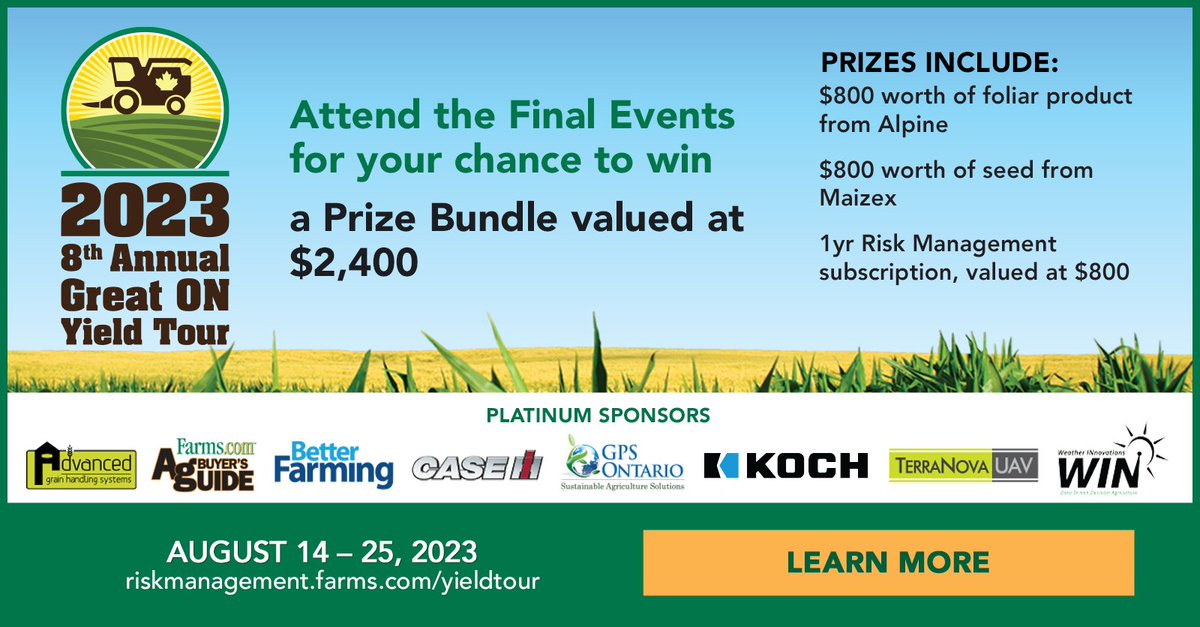 FarmsMarketing's tweet image. How Secure is Your Nitrogen Vault?

@BryceGeisel &amp;amp; @TimLaatsch of @KochFertilizer/@KochAgServices talk #nitrogen at the 2023 Great Ontario Yield Tour Final Event!

📅 August 31
📍 #ONYield23 Final Event in Woodstock

Register to Attend ⬇️

riskmanagement.farms.com/events/ontario…

#OntAg #Crops