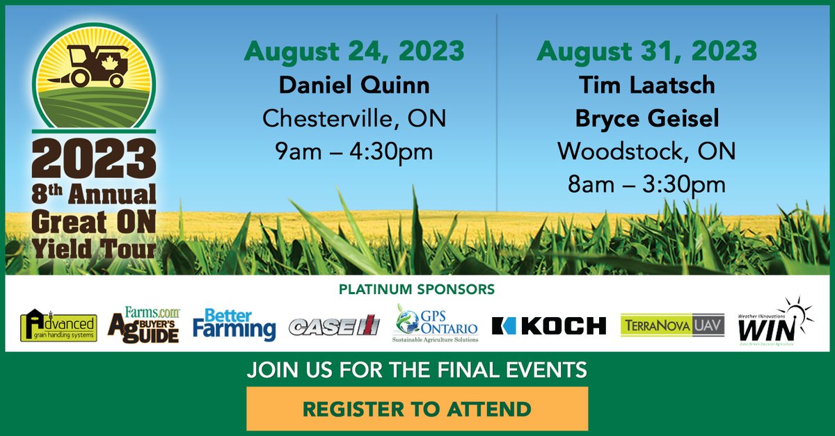 How Secure is Your Nitrogen Vault?

<a href="/BryceGeisel/">Bryce Geisel</a> &amp; <a href="/TimLaatsch/">Tim Laatsch🇺🇸</a> of <a href="/KochFertilizer/">Koch Fertilizer</a>/<a href="/KochAgServices/">Koch Agronomic Services</a> talk #nitrogen at the 2023 Great Ontario Yield Tour Final Event!

📅 August 31
📍 #ONYield23 Final Event in Woodstock

Register to Attend ⬇️

riskmanagement.farms.com/events/ontario…

#OntAg #Crops