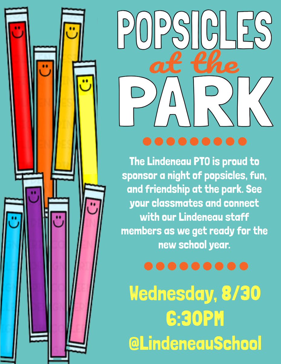 Join us for Popsicles at the Park on Wednesday, August 30th! We can't wait to see you there!