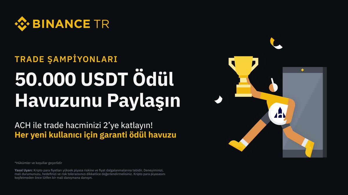 #Binance TR’de Trade Şampiyonları başlıyor! 🏆

50.000 #USDT ödül havuzunu paylaşmak için hemen alım satım yarışmasına katılın ve en yüksek işlem hacmine ulaşın. Ayrıca $ACH alım satımı yaparak hacminizi 2’ye katlayın!

Detaylar:⬇️
bit.ly/TradeSampiyonl…
