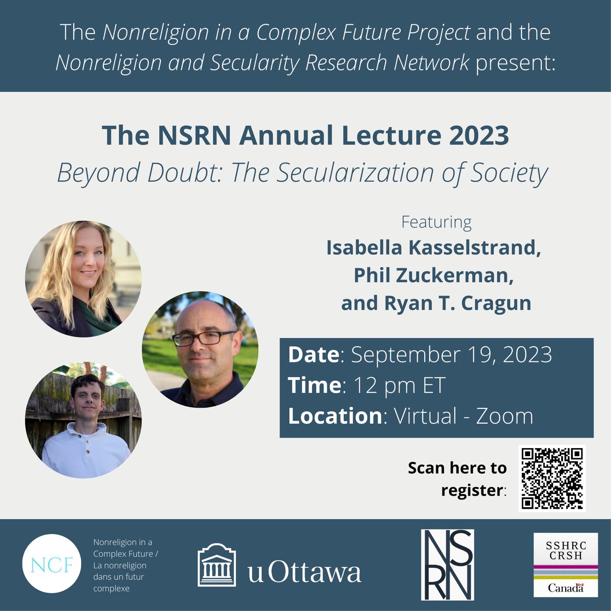 swilk033's tweet image. Just finished &quot;Beyond Doubt: The #Secularization of Society&quot; by @ikasselstrand, Phil Zuckerman &amp;amp; @rcragun, and now I get to host a @theNSRN @NonreligionCF webinar on the new book with the authors on Sept. 19! Free and open to all. Register here: uottawa-ca.zoom.us/meeting/regist…