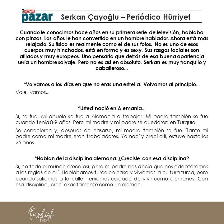 portaldizispr's tweet photo. 📌 Entrevista traducida al español de @serkancayoglu para el periodico @hurriyethaftasonu
 
🎙️Entrevistado por @hakangence

#serkançayoğlu #ozser #kirazmevsimi #ayazdincer #börüdizi #kayaülgen #halkadizi #cihangirtepeli #yenihayat #ademşahin #aaahhbelinda #turkishseries https://t.co/A6s6Q2SmF0