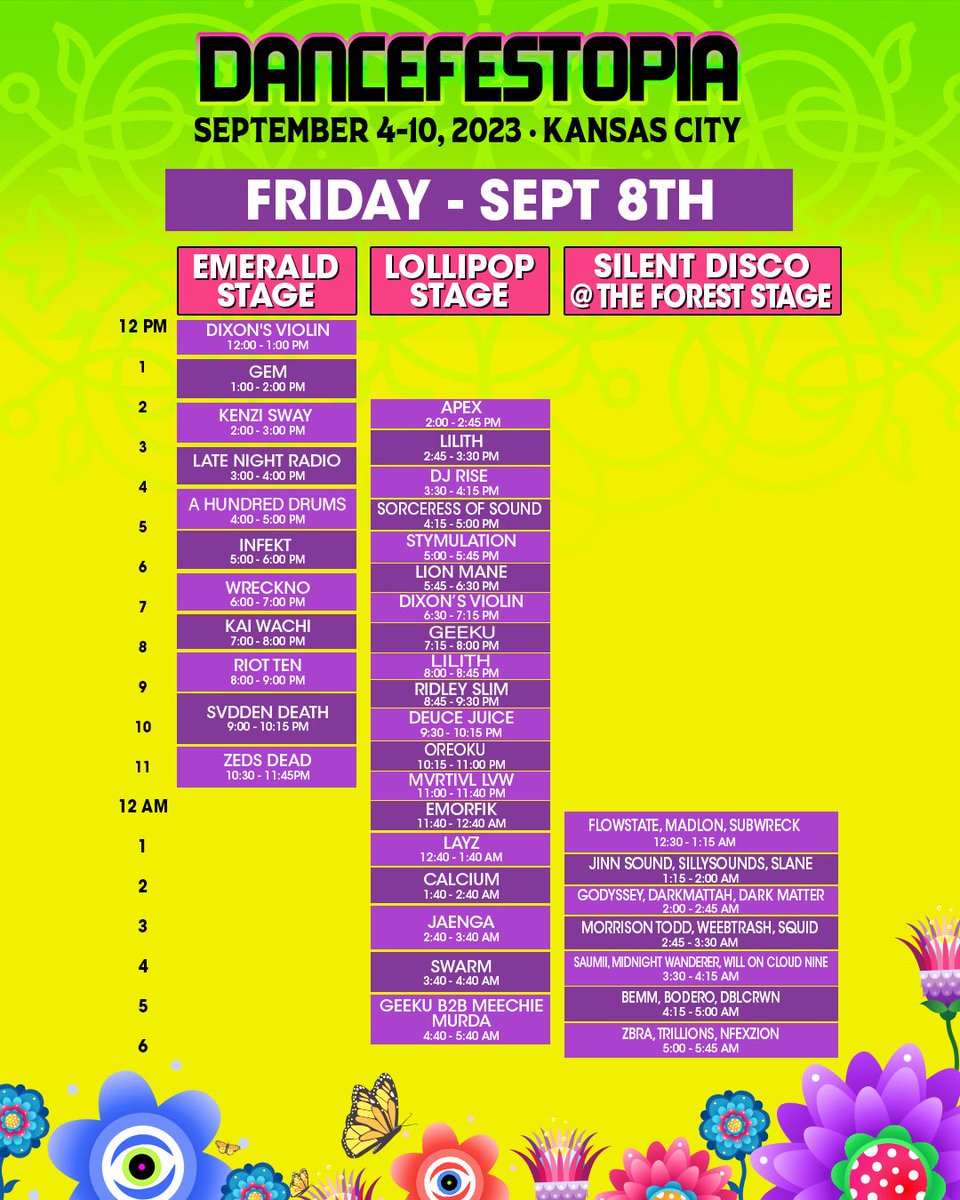 Dancefestopia schedule 