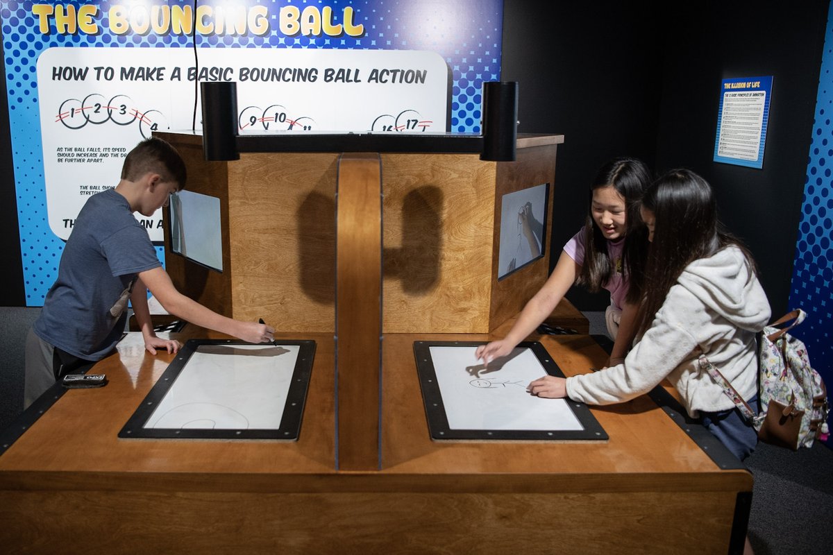 ComicConMuseum's tweet photo. Before heading #backtoschool, check out the Museum’s #Animation Academy exhibit! Create your own stop motion short or be the⭐yourself w/ #photoopps in animated sets & green screen backdrops! “Enroll” before the exhibit leaves on Sept. 10. 🎟: https://t.co/GQgneqZjg0. © 2023 SDCC https://t.co/6LTIQ5IDGX