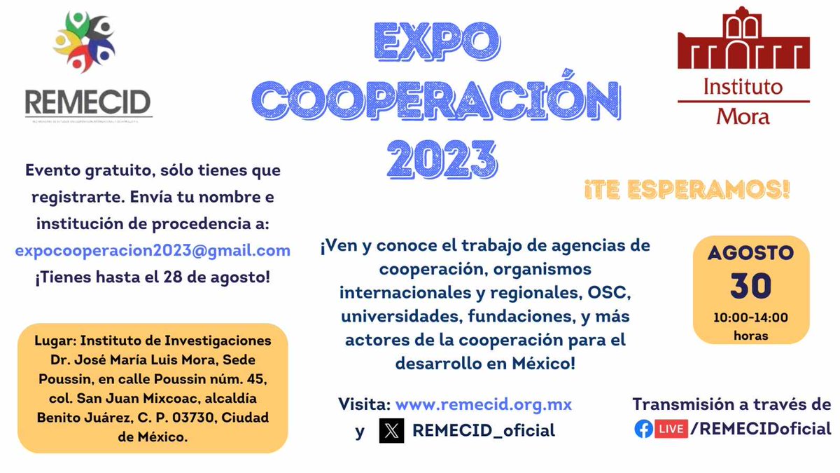 REMECID_oficial's tweet photo. 🌎Descubre cómo la Cooperación Internacional impulsa el desarrollo global. Únete a nuestra Expo y conoce a expertos, agencias y organismos clave.
¡No te lo pierdas!
#CooperaciónInternacionalParaElDesarrollo #ExpoCooperación2023 #REMECID https://t.co/eO1ek43TfC