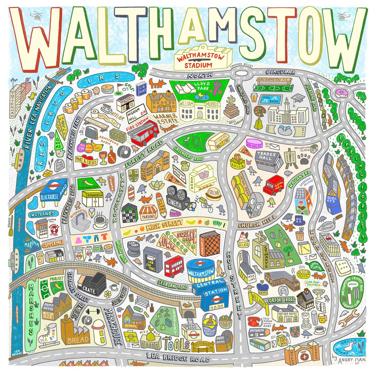 compilerzone's tweet image. Local artist @AngryDan1 has kindly let us use an empty version of his fab map of Walthamstow which we will be filling with your plasticine creations physically and with 3D scanned models digitally! 🗺️🌈 Join our workshops this Tue to Fri @FSQ_E17  —&amp;gt; compiler.zone/project/waltha…