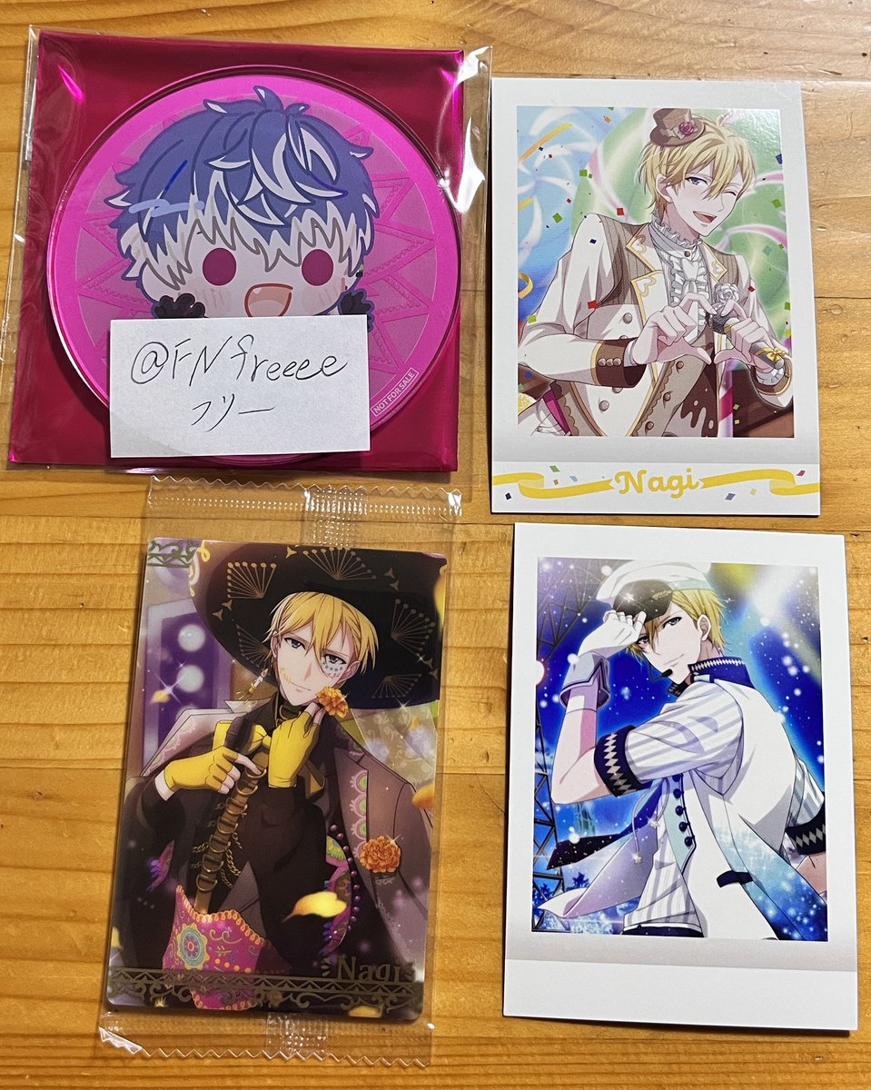 FNfreeee's tweet photo. ナギ 計4
ウエハースカード1
パシャこれ3

陸 計6
缶バ2
アニメイト特典ポスカ1
パシャこれ3

楽 計10
フレークシール2
クリアカード1
カラオケコースター1
カード2
パシャこれ4

天 計10
フレークシール2
カラオケコースター1
SNS風アクリル1
アクキー1
カード2
パシャこれ3 https://t.co/ZwiXkKhmcj