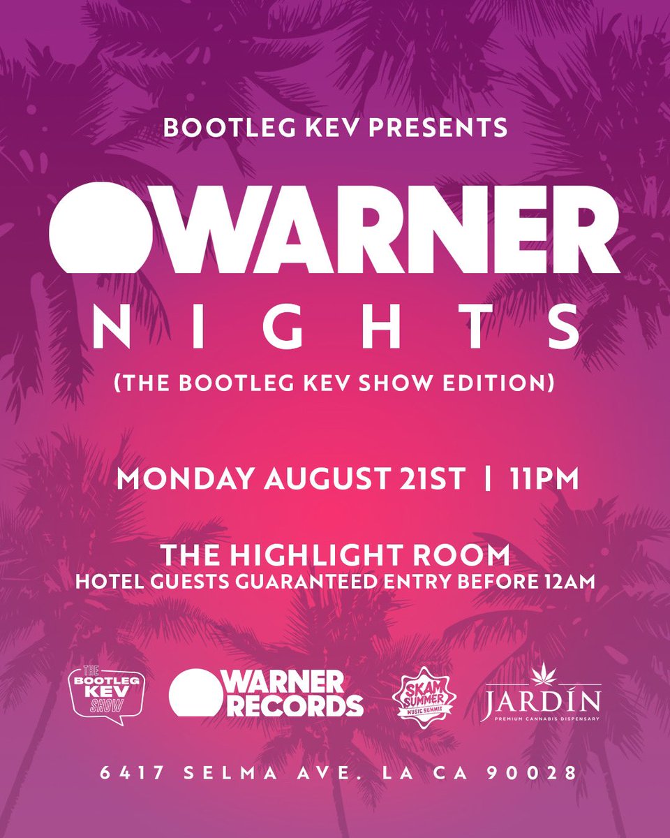 Tonight Find Us At #WarnerNights With @BootlegKev @SKAMARTIST @warnerrecords 💚🍃🔥 #ElevateYourNight