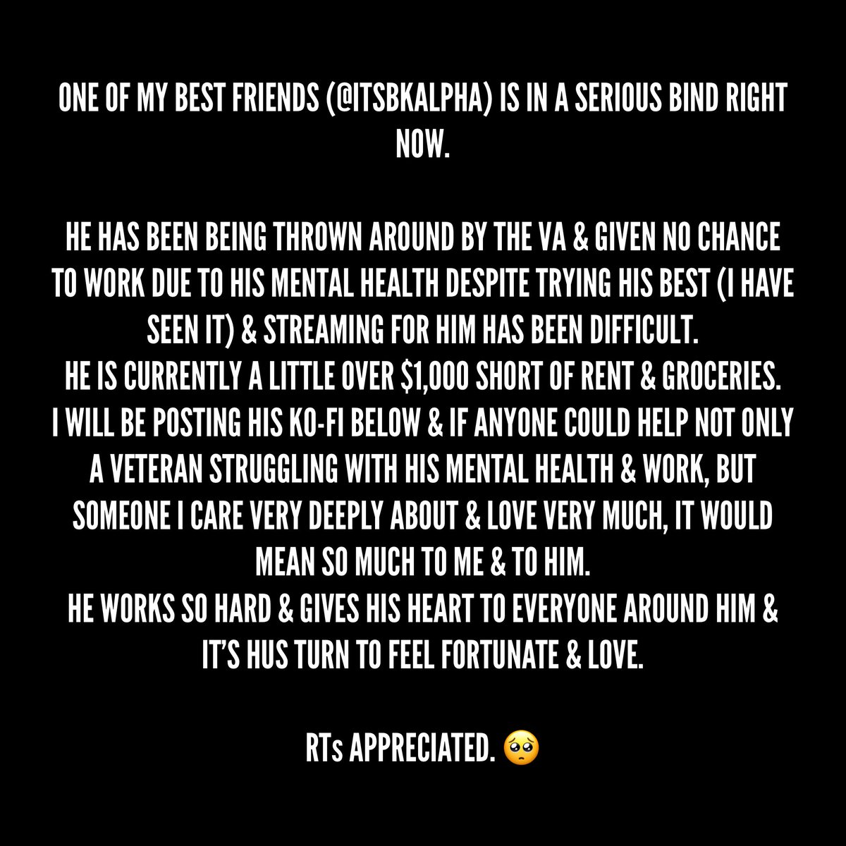 ⚠️ VERY IMPORTANT ! ⚠️

RTs ARE EXTREMELY APPRECIATED ! 🥺

👉🏻 KO-FI.COM/ITSKBALPHA