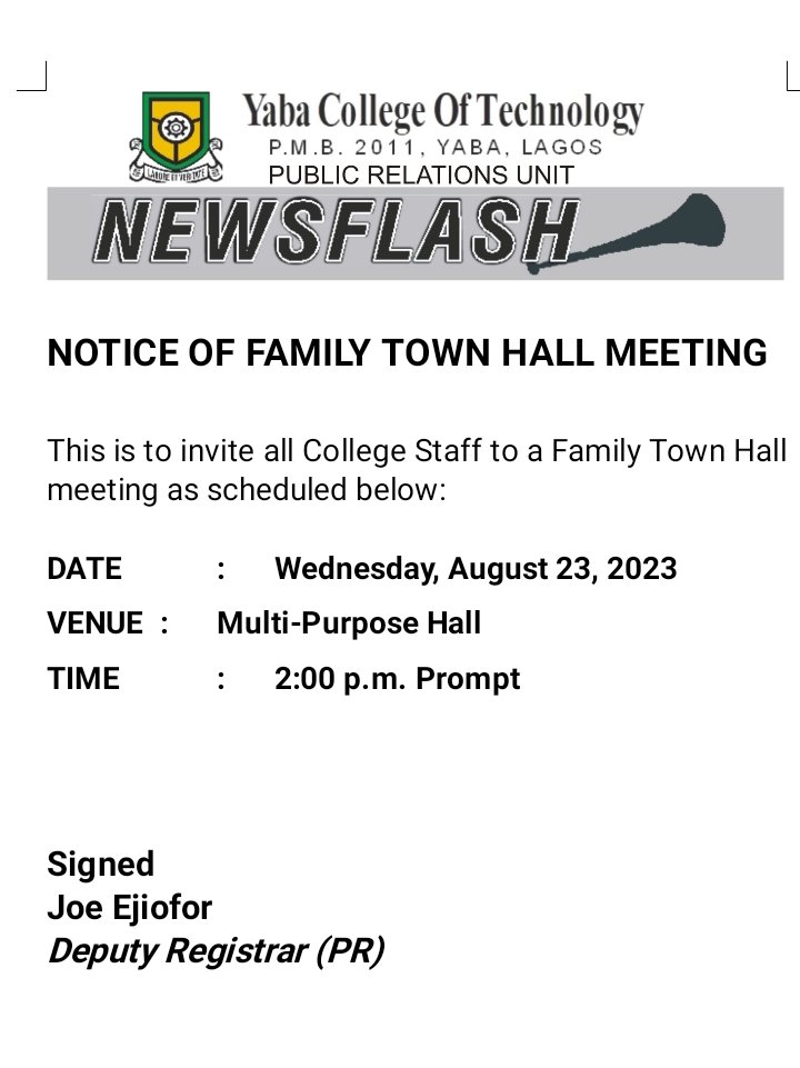 #Yabatech
#FamilyTownHallMeeting