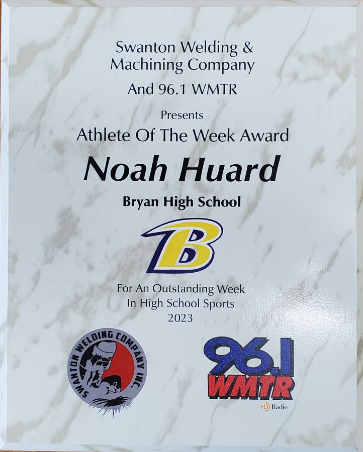 Congrats to Noah Huard of Bryan High School for winning the Swanton Welding &amp; Machining Male Athlete of the Week on 8/18/23! <a href="/BHSGoldenBears/">Bryan Athletics</a> <a href="/BryanBuilt/">Bryan Athletic Boosters</a> <a href="/Students_BSWAG/">BHS Student Section</a>