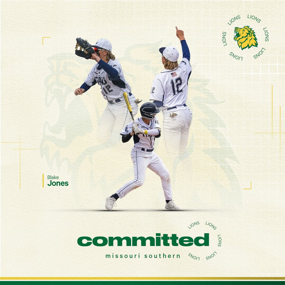 I am very excited to announce my commitment to Missouri Southern State University. Thank you to my parents, coaches, family, and friends who helped me become the person and athlete I am today. Go lions!! 🦁🦁 
<a href="/MSSUBaseball/">Missouri Southern Baseball</a> <a href="/nickatuck/">Nick Tuck</a> <a href="/BryceDarnell/">Bryce Darnell</a>