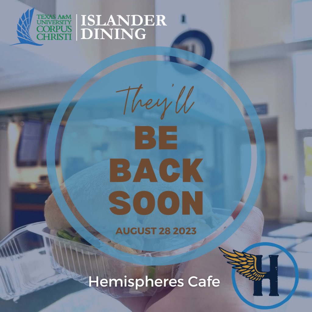 islanderdining's tweet photo. We are thrilled to welcome back Hemisphere Cafe on campus soon! 🤙

Our campus smoothie cravings will be satisfied soon! 🥤😄

Reopen date is August 28th - they will be open M-Th from 8am-5pm &amp; Fridays from 8am-1pm. 🙌

📍 Island Hall

#tamucc #healthyeating #islanderdining https://t.co/BEV3pHeLjY