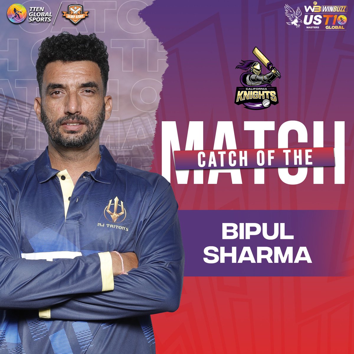 Match 2 ⏭️ New Jersey Triton’s vs California Knights 

Catch of the Match award goes to Bipul Sharma for his dismissal of Irfan Pathan 🫴🏏

#NJTvCK
#USMastersT10 
#SunshineStarsSixes
#CricketsFastestFormat
#T10League