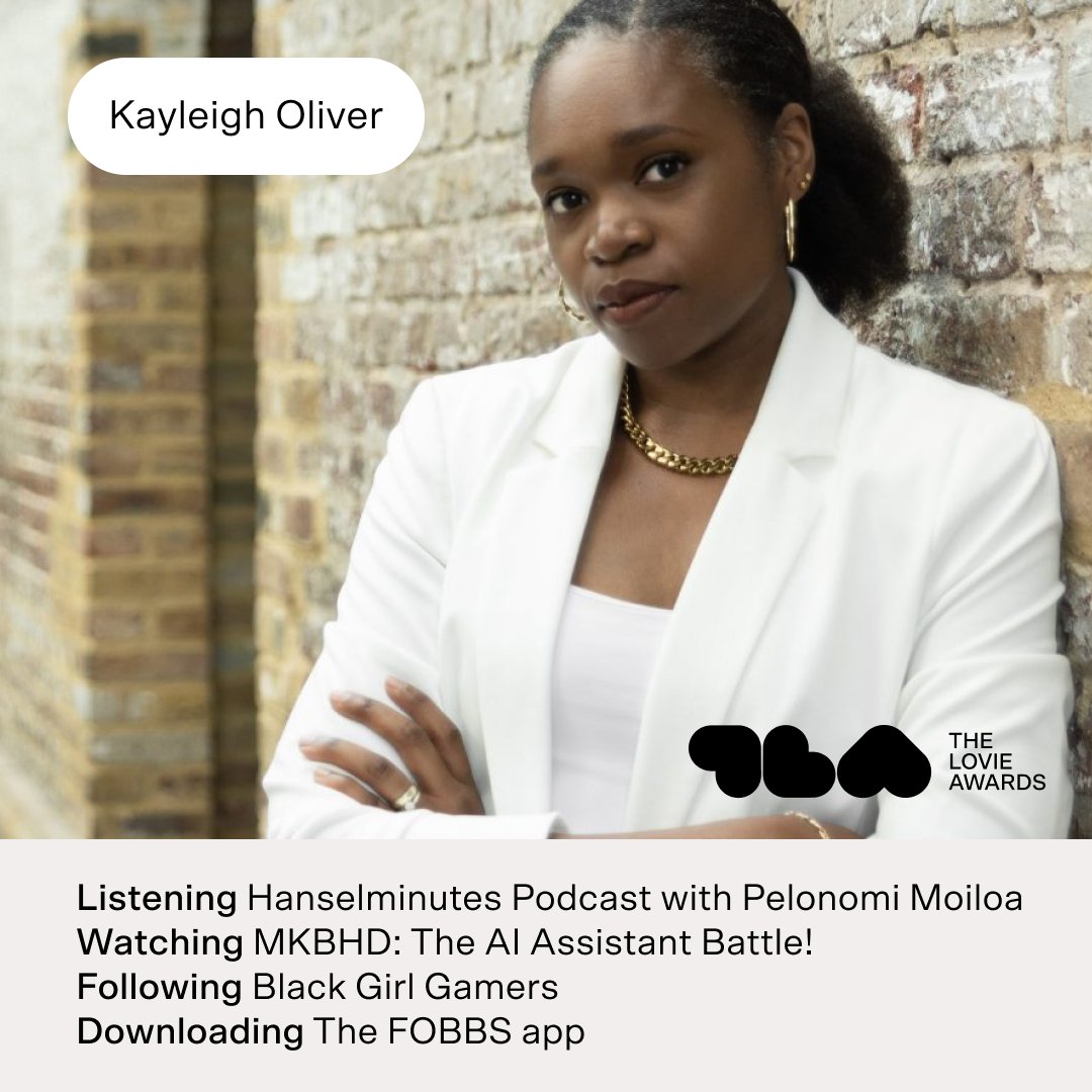 lovieawards's tweet photo. ✨@KayleighOliver is Founder of @teamjunction5 and an Executive #Lovies Judge!

What's she listening, watching, following and downloading?

❥ Listening: @shanselman
❥ Watching: @MKBHD https://t.co/l7525pzR4s
❥ Following: @blackgirlgamers
❥ Downloading: https://t.co/p9eZtFf038 https://t.co/94C8MdhdT1